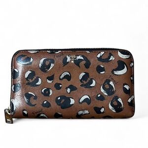 Fossil Brown and Black Animal Print Wallet